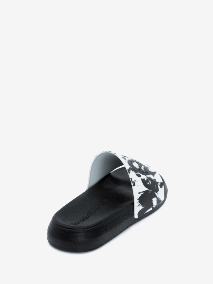 White/Black Men's in Graffiti Slide Fashion Alexander McQueen