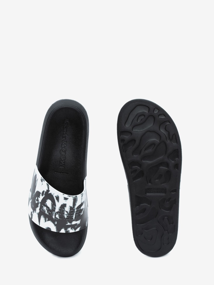 White/Black Men's in Graffiti Slide Fashion Alexander McQueen