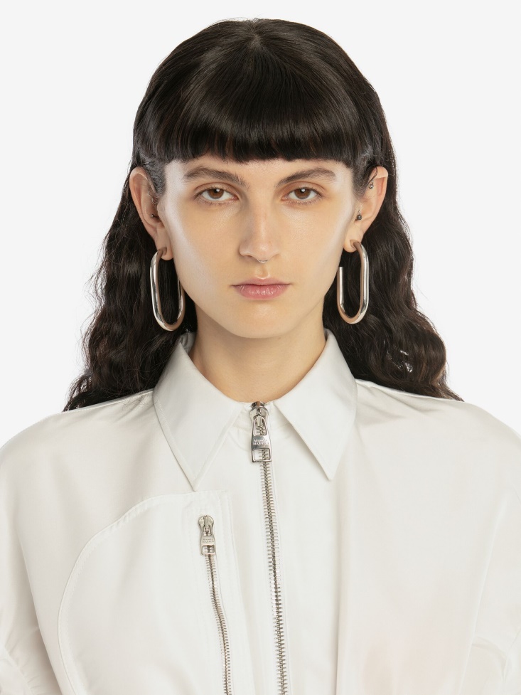 Women's Oversized Hoop Earrings Fashion Alexander McQueen Antique Silver