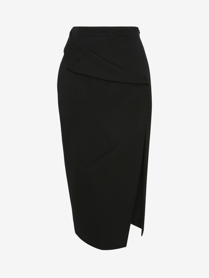 Women's Slashed Pencil Skirt in Black Fashion Alexander McQueen