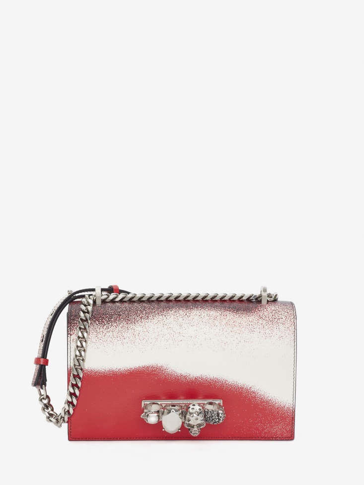 Red/Black Women's Jewelled Satchel Fashion Alexander McQueen