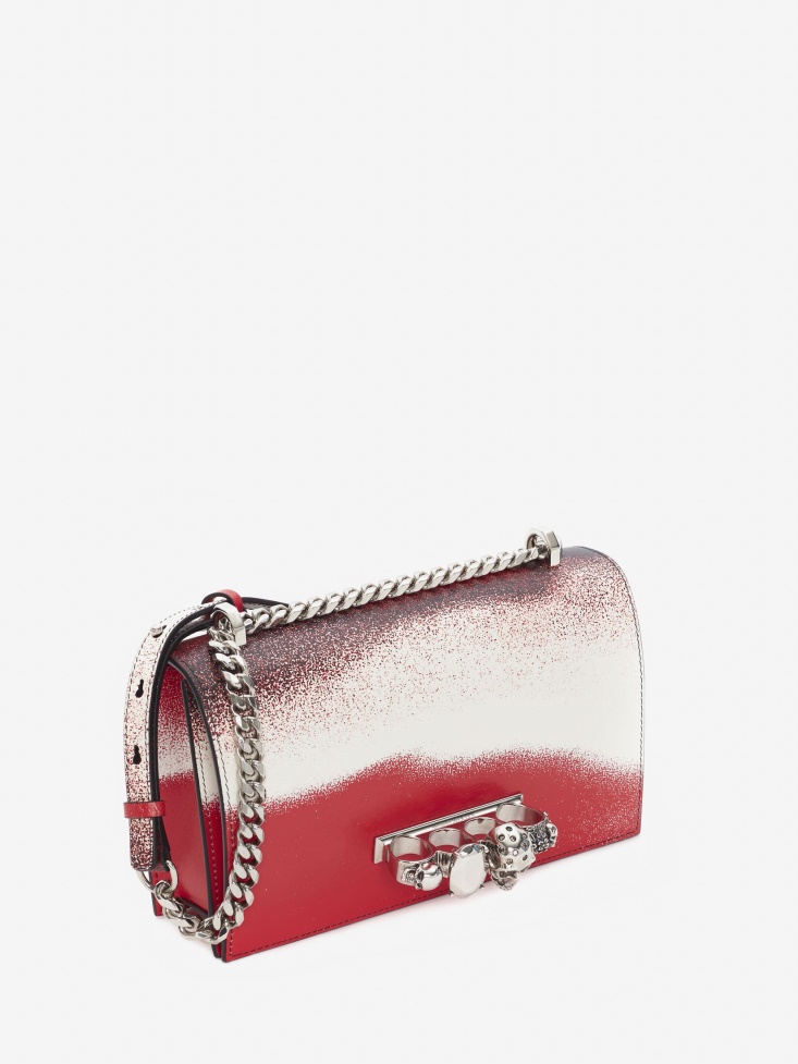Red/Black Women's Jewelled Satchel Fashion Alexander McQueen