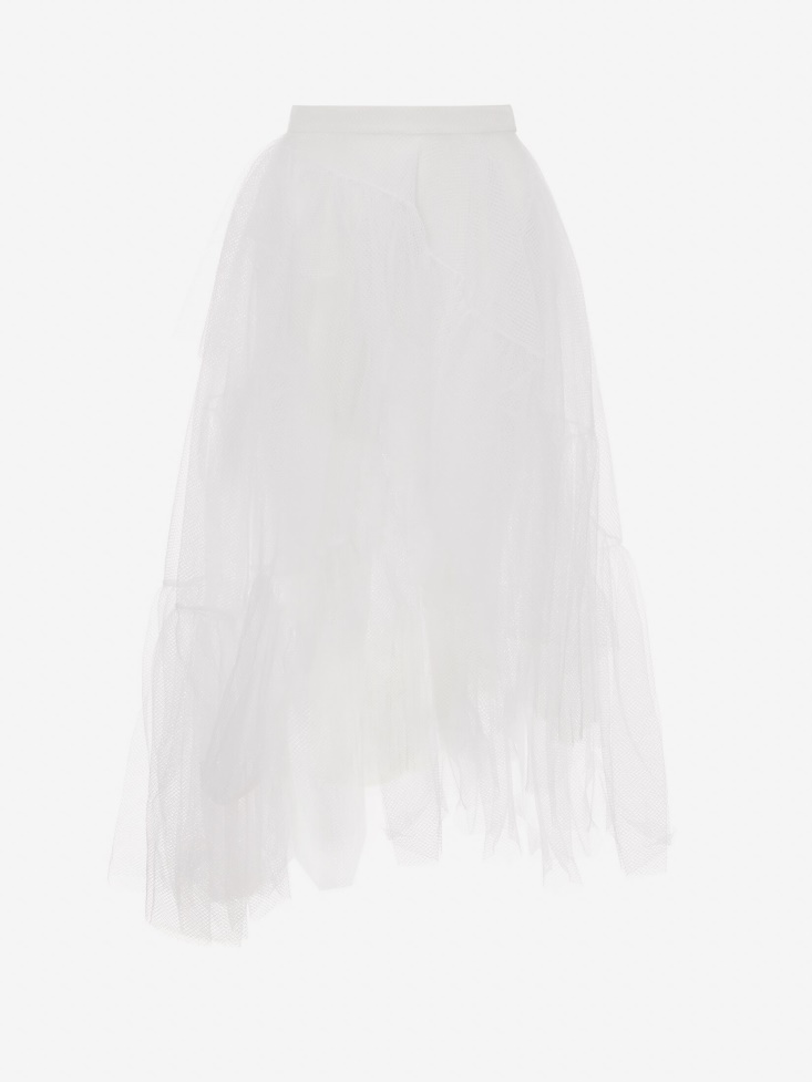 Women's Asymmetric Gathered Skirt Fashion Alexander McQueen Optical White