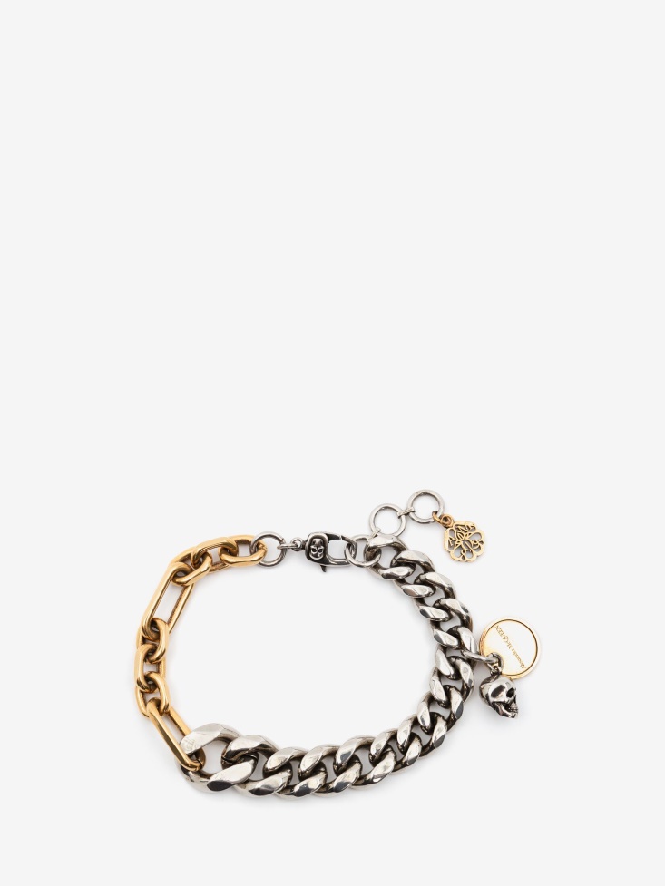 Men's Chain And Skull Bracelet Silver/Gold Fashion Alexander McQueen