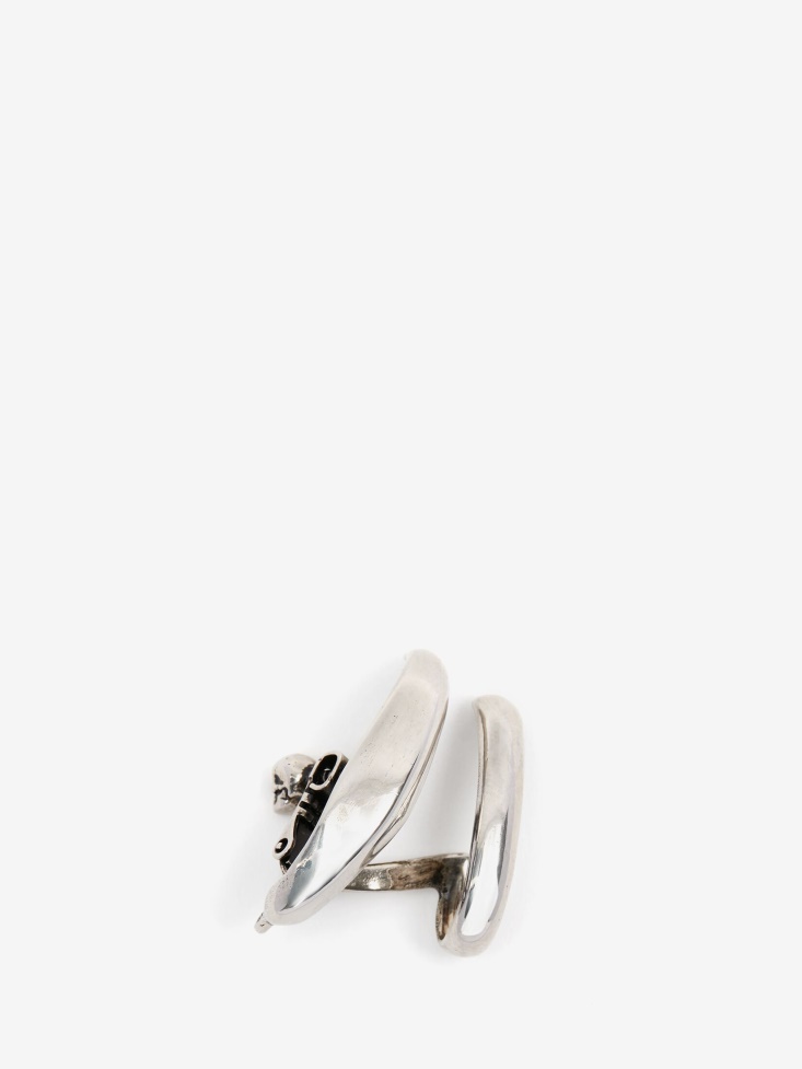 Antique Silver Fashion Alexander McQueen Men's Double Hoop Single Earring