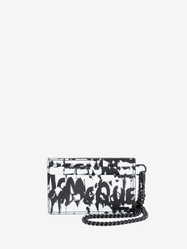 Men's in Graffiti Chain Card Holder Black/White Fashion Alexander McQueen