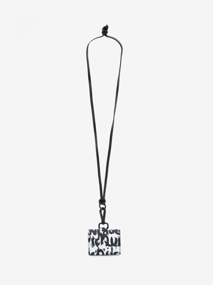 Men's in Graffiti Chain Card Holder Black/White Fashion Alexander McQueen