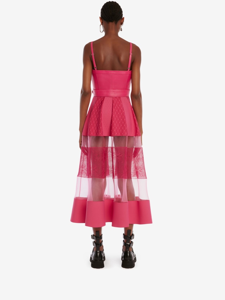 Bobby Pink Women's Leather Zip Corset Fashion Alexander McQueen