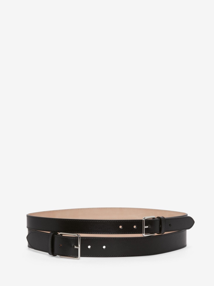 Black Fashion Alexander McQueen Women's Thin Double Belt