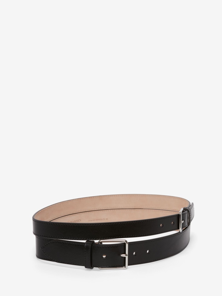 Black Fashion Alexander McQueen Women's Thin Double Belt
