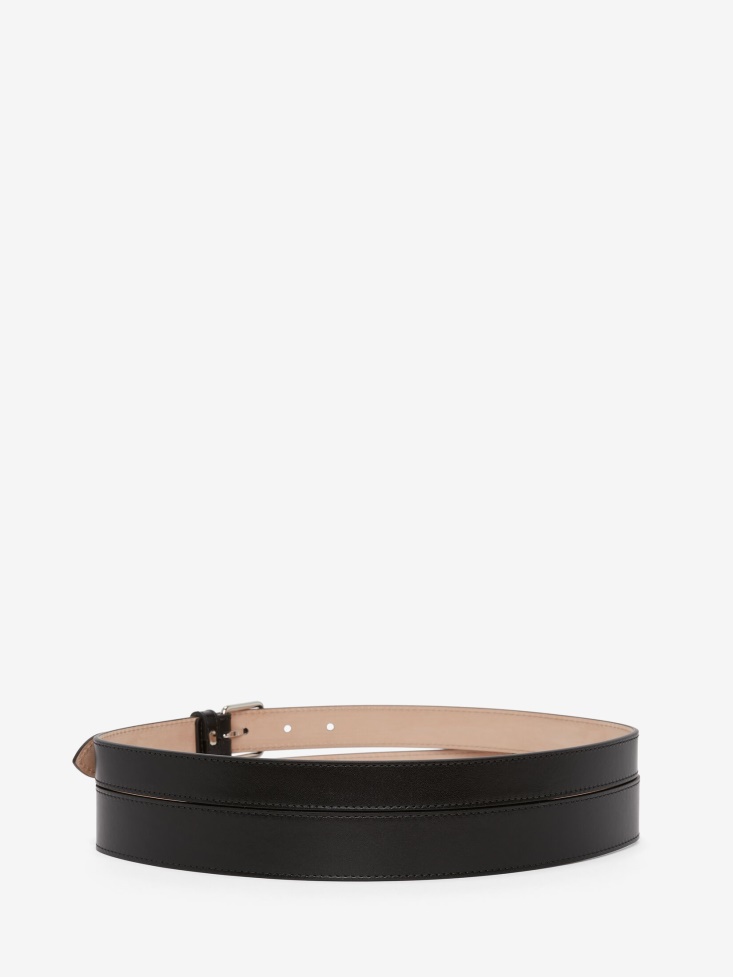 Black Fashion Alexander McQueen Women's Thin Double Belt