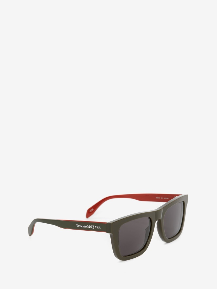 Men's Selvedge Rectangular Sunglasses Green Fashion Alexander McQueen