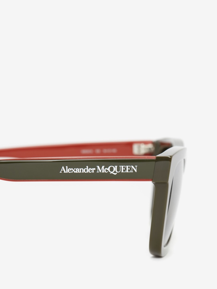 Men's Selvedge Rectangular Sunglasses Green Fashion Alexander McQueen