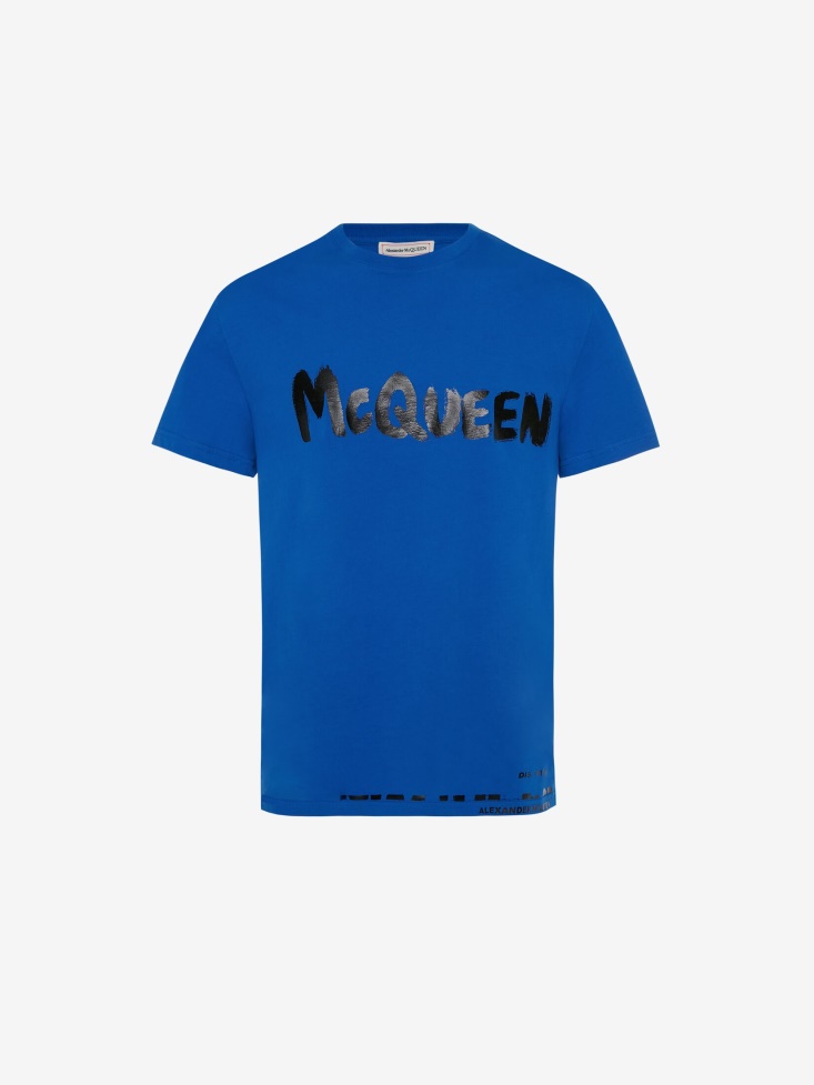Royal Blue Fashion Alexander McQueen Men's in Graffiti T-Shirt
