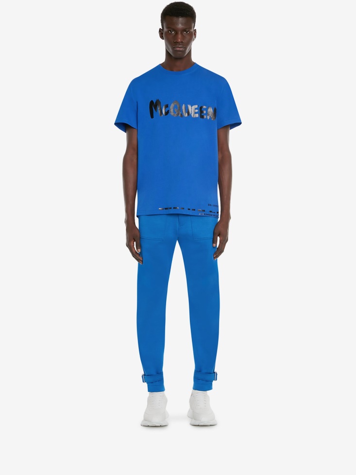 Royal Blue Fashion Alexander McQueen Men's in Graffiti T-Shirt