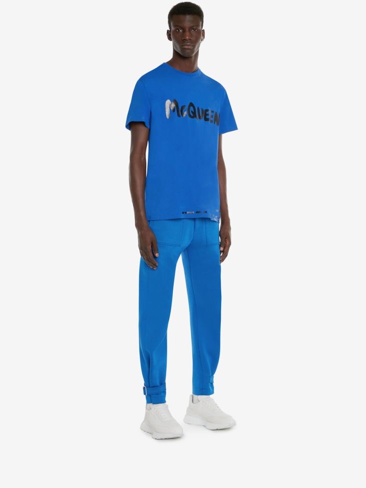 Royal Blue Fashion Alexander McQueen Men's in Graffiti T-Shirt
