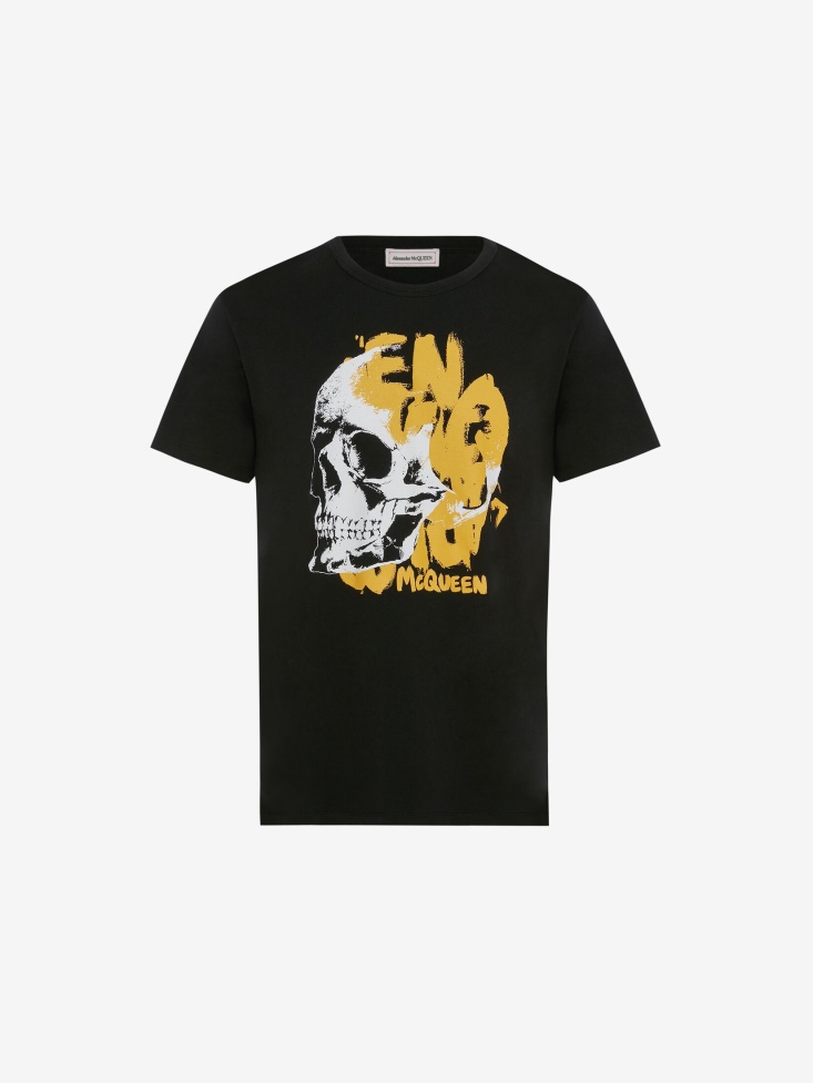 Fashion Alexander McQueen Men's in Graffiti Skull T-Shirt Black