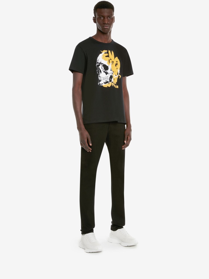 Fashion Alexander McQueen Men's in Graffiti Skull T-Shirt Black