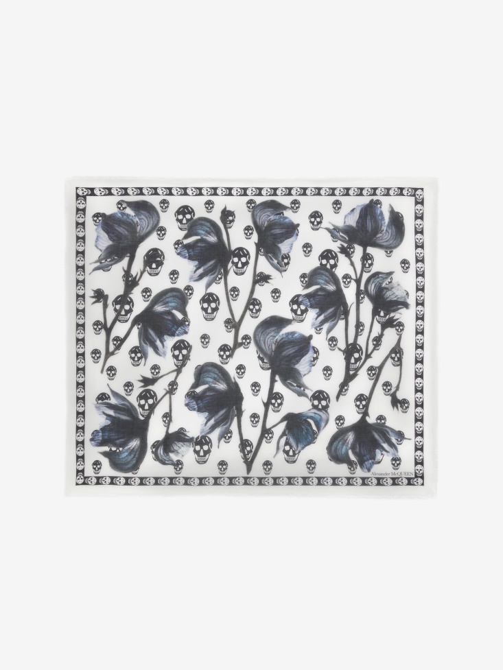 Women's Bellflower Shawl White/Black Fashion Alexander McQueen