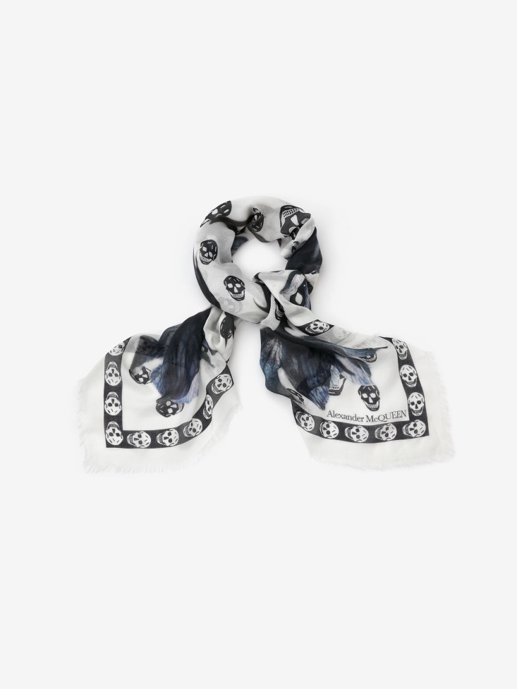Women's Bellflower Shawl White/Black Fashion Alexander McQueen