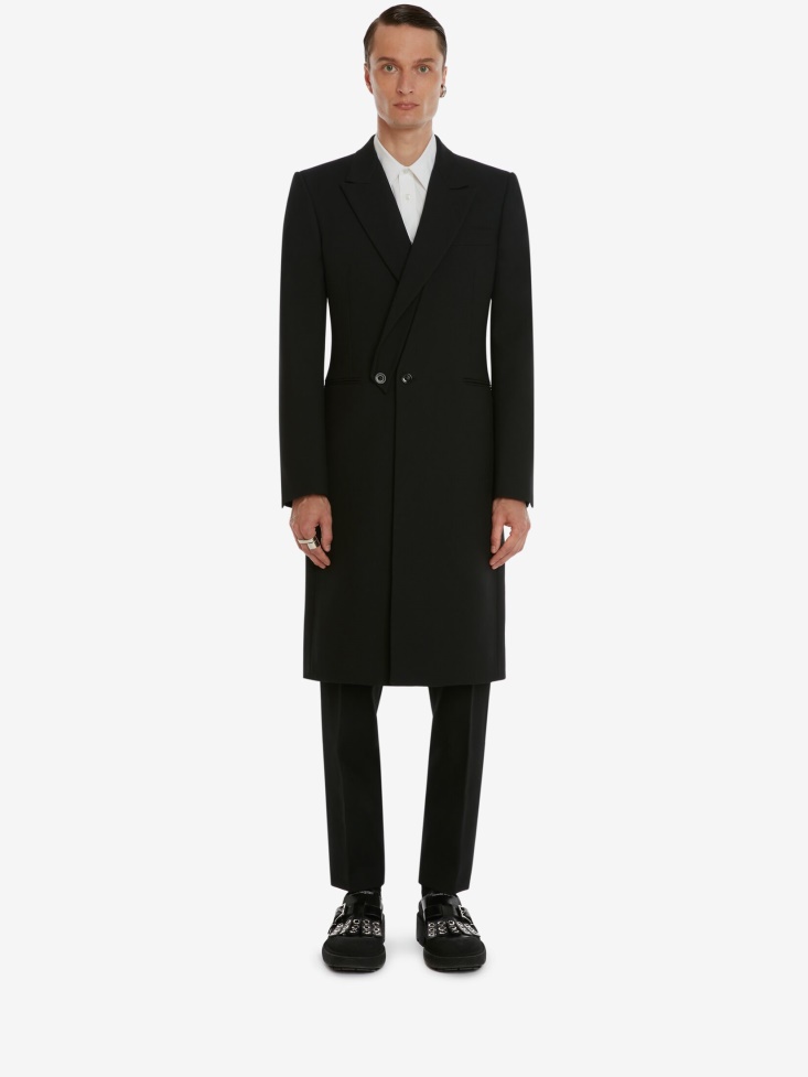 Black Men's Single-Breasted Detachable Lapel Coat Fashion Alexander McQueen