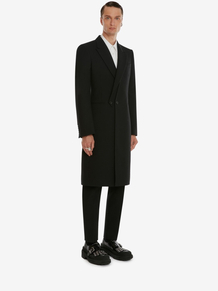 Black Men's Single-Breasted Detachable Lapel Coat Fashion Alexander McQueen