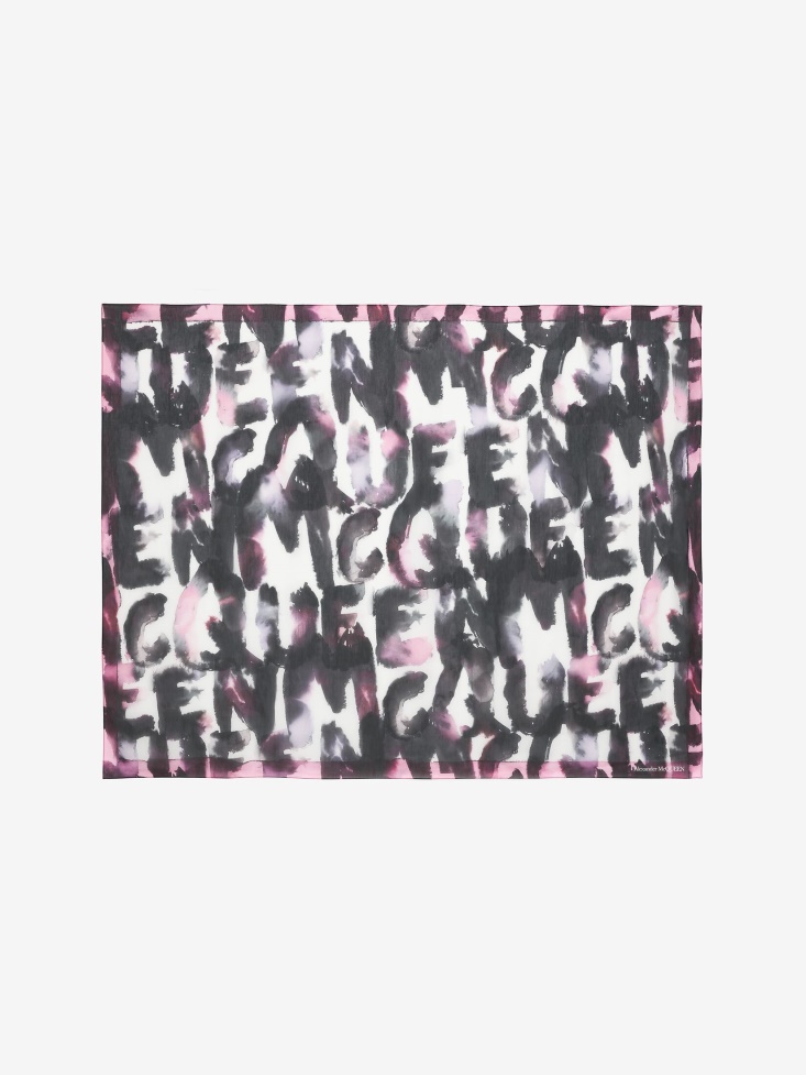 Fashion Alexander McQueen Pink/Black Women's Watercolour Graffiti Pareo