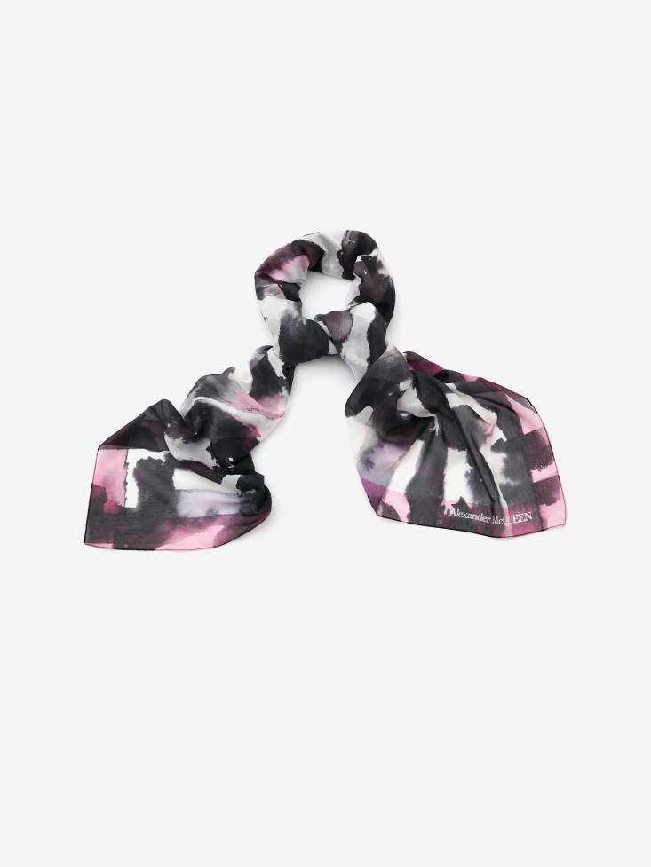 Fashion Alexander McQueen Pink/Black Women's Watercolour Graffiti Pareo