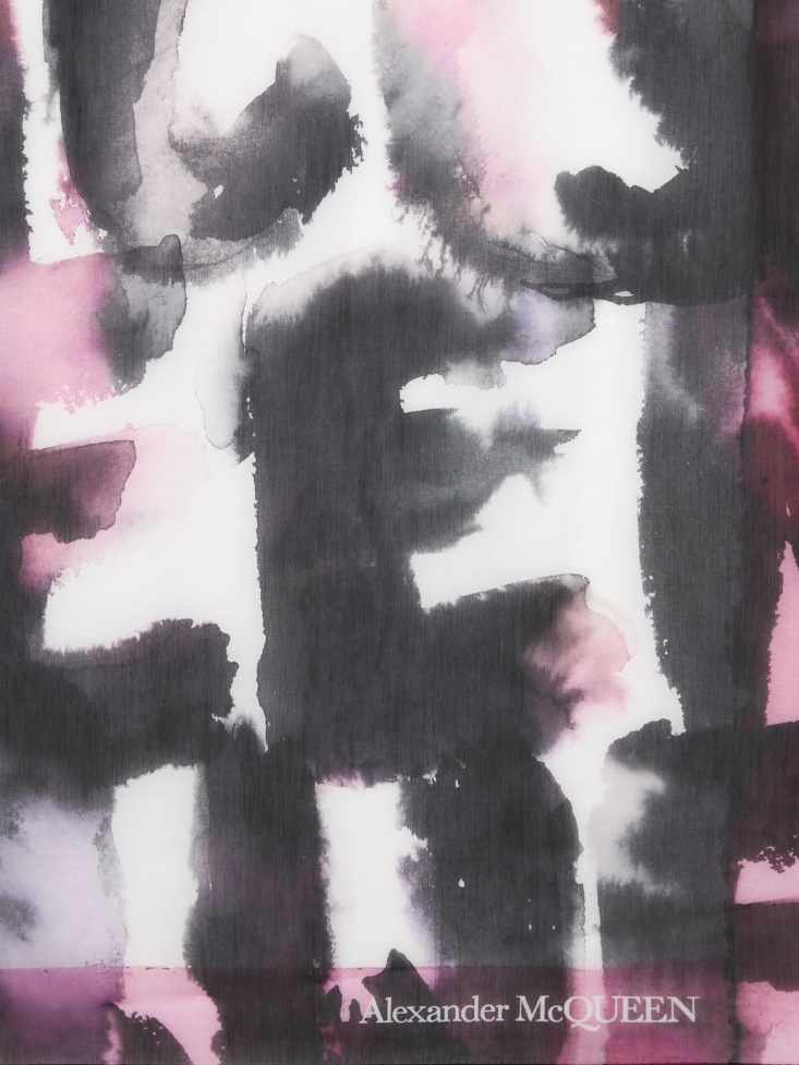 Fashion Alexander McQueen Pink/Black Women's Watercolour Graffiti Pareo
