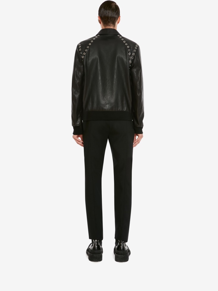 Black Men's Embellished Waistband Cigarette Trousers Fashion Alexander McQueen