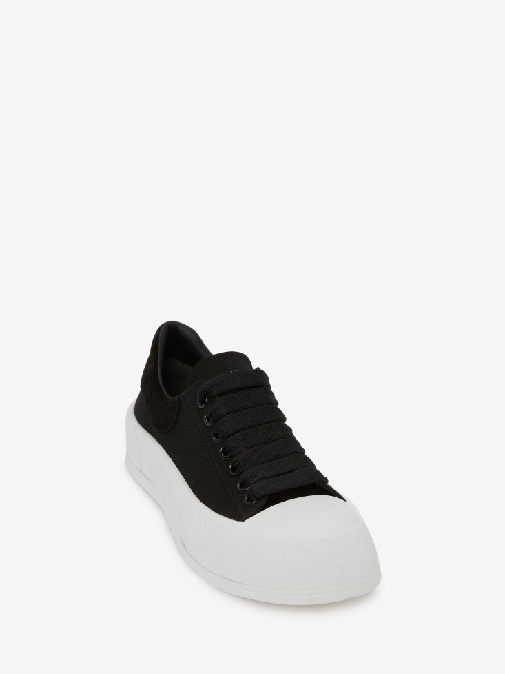 Men's Deck Lace Up Plimsoll Fashion Alexander McQueen Black/White