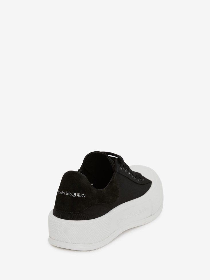 Men's Deck Lace Up Plimsoll Fashion Alexander McQueen Black/White