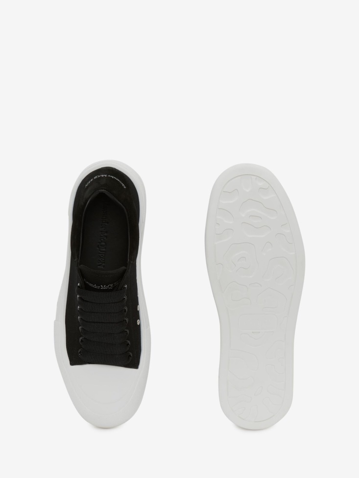 Men's Deck Lace Up Plimsoll Fashion Alexander McQueen Black/White