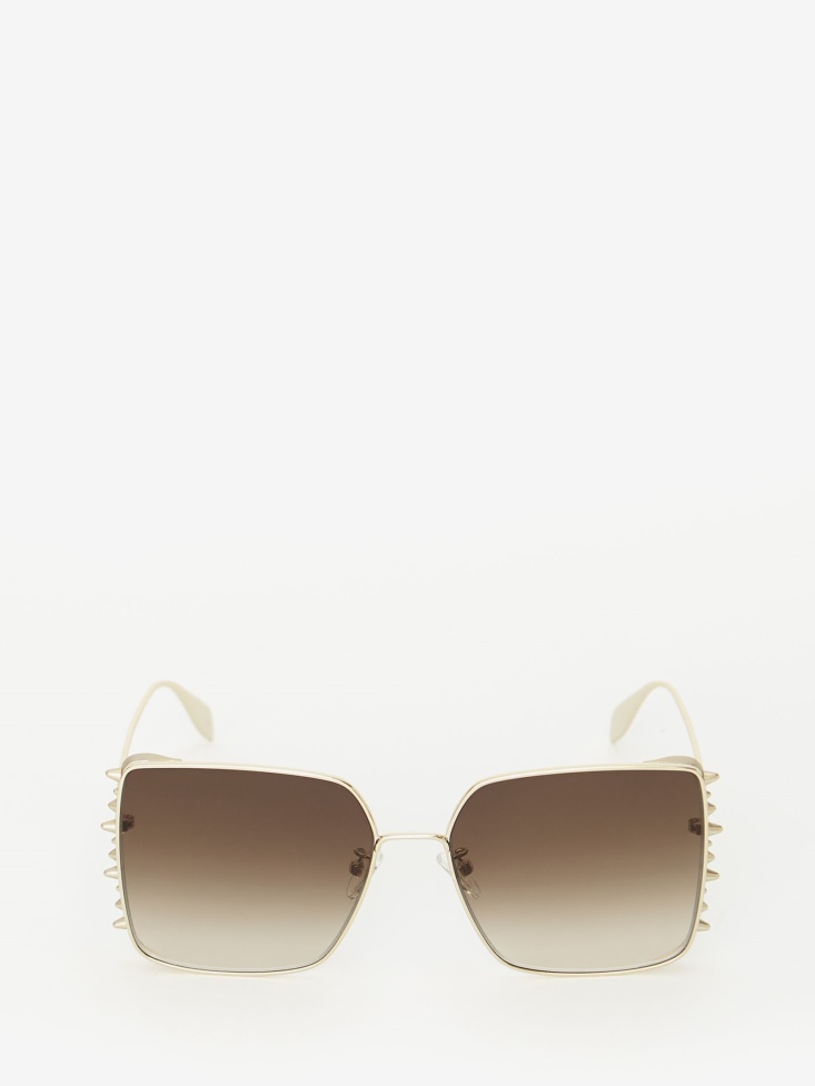 Gold Women's Punk Stud Square Sunglasses Fashion Alexander McQueen