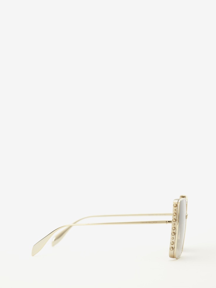 Gold Women's Punk Stud Square Sunglasses Fashion Alexander McQueen