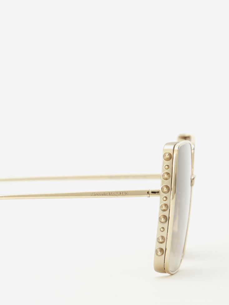Gold Women's Punk Stud Square Sunglasses Fashion Alexander McQueen