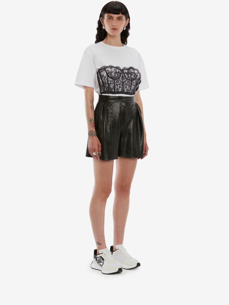 White Fashion Alexander McQueen Women's Lace Corset T-Shirt