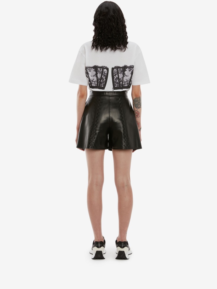 White Fashion Alexander McQueen Women's Lace Corset T-Shirt