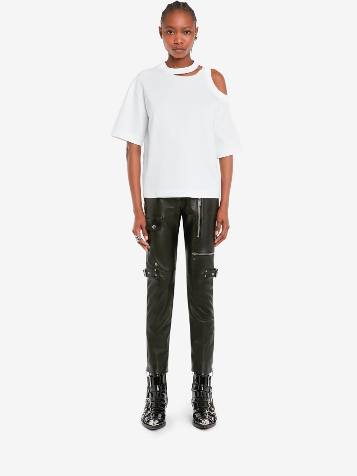 Fashion Alexander McQueen Women's Cut-Out T-Shirt Optical White