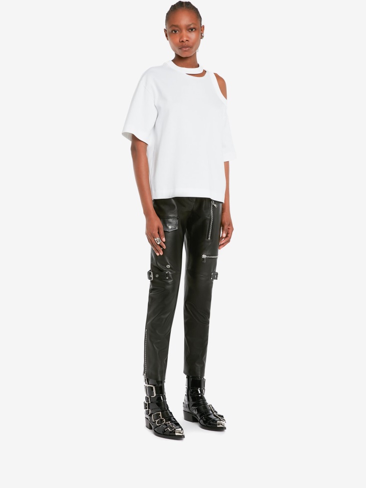 Fashion Alexander McQueen Women's Cut-Out T-Shirt Optical White