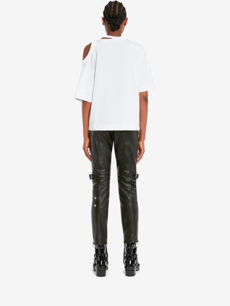 Fashion Alexander McQueen Women's Cut-Out T-Shirt Optical White