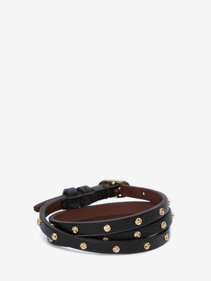 Fashion Alexander McQueen Women's Double-Wrap Studded Bracelet Black