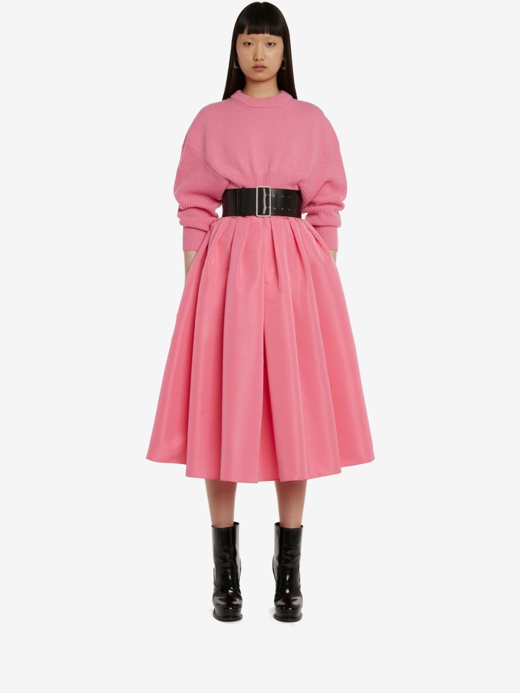 Sugar Pink Women's Cropped Cocoon Sleeve Jumper Fashion Alexander McQueen
