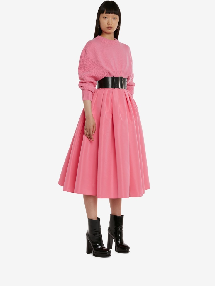 Sugar Pink Women's Cropped Cocoon Sleeve Jumper Fashion Alexander McQueen