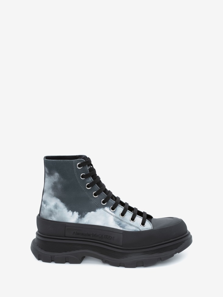 Men's Blue Sky Print Tread Slick Boot Fashion Alexander McQueen Blue