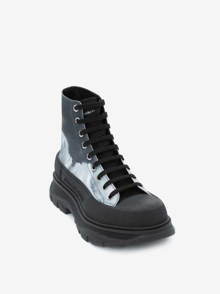 Men's Blue Sky Print Tread Slick Boot Fashion Alexander McQueen Blue