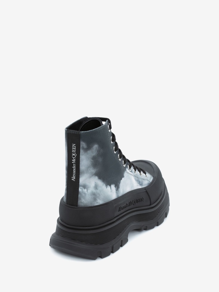 Men's Blue Sky Print Tread Slick Boot Fashion Alexander McQueen Blue