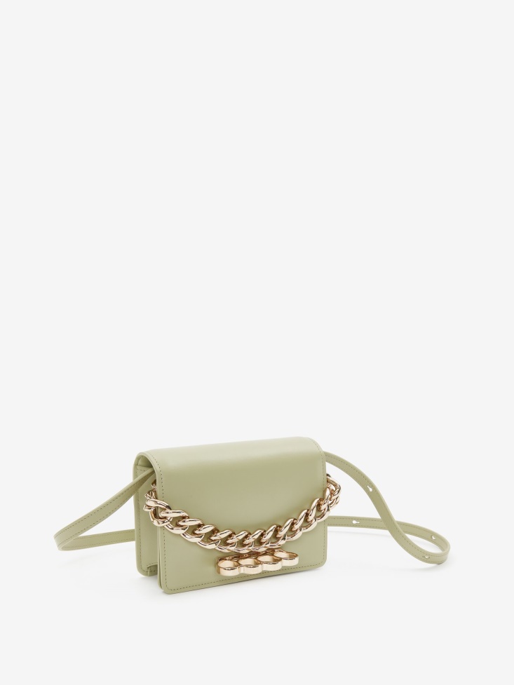 Fashion Alexander McQueen Women's The Four Ring Mini With Chain Sage
