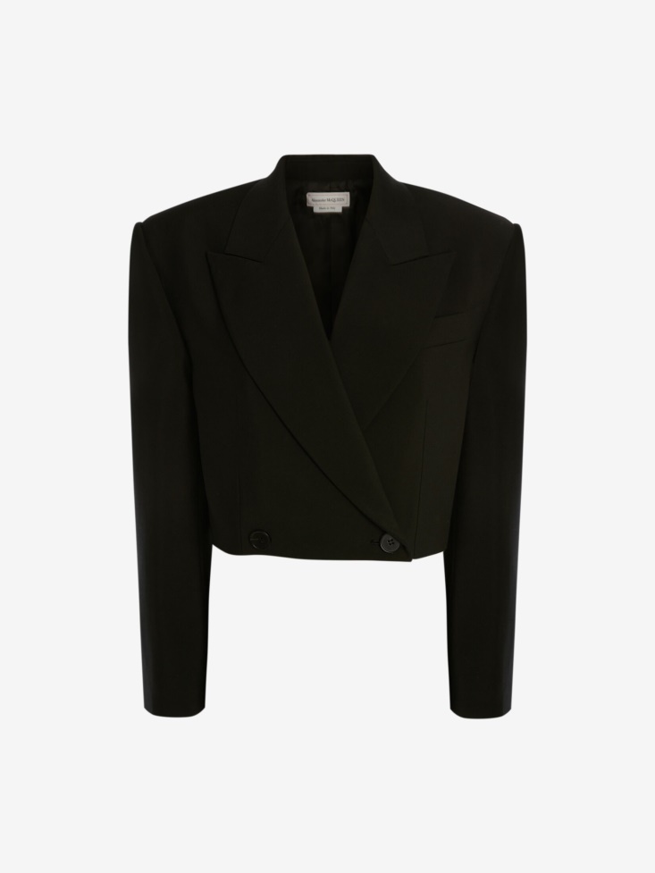 Black Women's Cropped Tailored Jacket Fashion Alexander McQueen