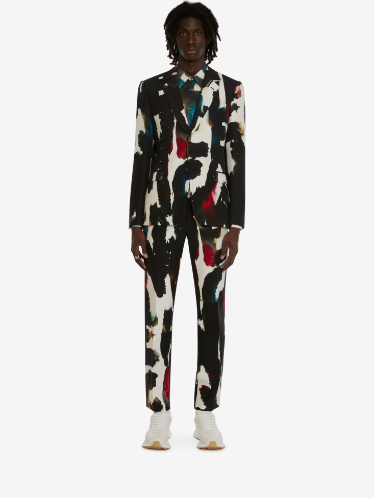 Fashion Alexander McQueen Multicolour Men's Watercolour Graffiti Cigarette Trousers